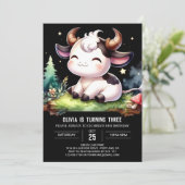 シック印刷可能な牛誕生日 招待状 (スタンド正面)