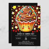 シック印刷可能マフィン誕生日 招待状 (正面/裏面)