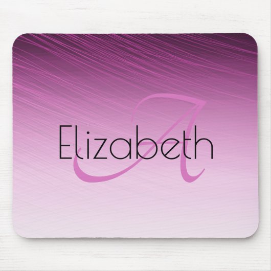 シック名前をカスタムするモノグラムパープルストリークグラデーションス マウスパッド (正面)