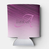 シック名前をカスタムするモノグラムパープルストリークグラデーションス 缶クーラー (裏面)