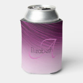 シック名前をカスタムするモノグラムパープルストリークグラデーションス 缶クーラー (缶裏面)
