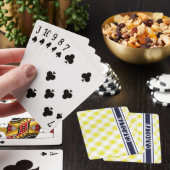 シック名門私立校風のなイエローネイビーギンガムパターンモノグラム トランプ (インサイチュ)