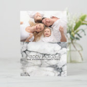 シック名門私立校風のな白い大理石ハッピーホリデーズフォト シーズンカード (スタンド正面)