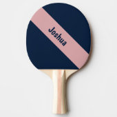シック名門私立校風のピンクとネイビーの名パーソナライズされた前 卓球ラケット (正面)