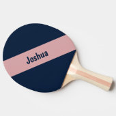 シック名門私立校風のピンクとネイビーの名パーソナライズされた前 卓球ラケット (横)