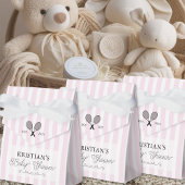 シック名門私立校風のピンクストライプテーマベビーシャワーテニス フェイバーボックス