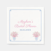 シック名門私立校風のブルーとピンクブライダルシャワー スタンダードカクテルナプキン (正面)