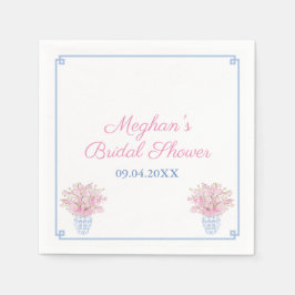シック名門私立校風のブルーとピンクブライダルシャワー スタンダードカクテルナプキン