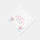 シック名門私立校風のブルーとピンクブライダルシャワー スタンダードカクテルナプキン (角)