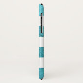 シック名門私立校風のブルーグリッターストライプのパーソナライズされた Case-Mate iPhoneケース (裏面/左)