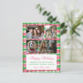 シック名門私立校風のプレイドクリスマスカスタム4 Photo Collage シーズンポストカード (スタンド正面)