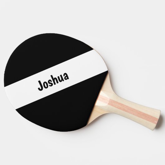 シック名門私立校風のホワイトとブラックの名パーソナライズされた前 卓球ラケット (横)