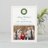 シック名門私立校風のボクウッドモノグラムリースハッピーホリデー 箔シーズンカード (立ち正面)