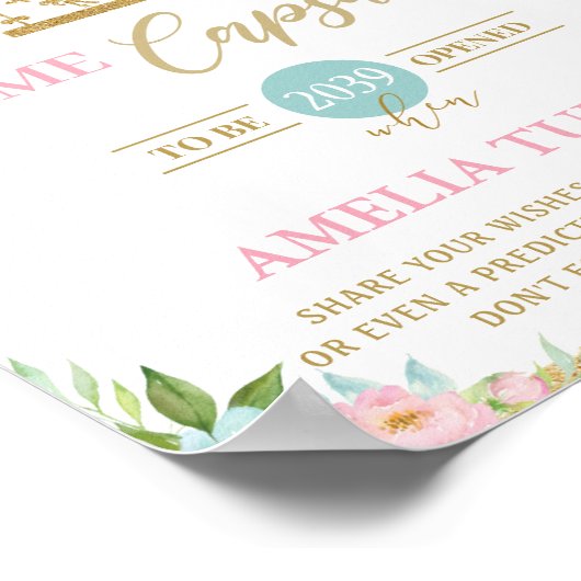 シック回転木馬ピンクミントフローラタイムカプセルサイン ポスター (角)