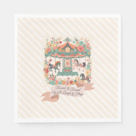 シック回転木馬ホースカーニバル誕生日 スタンダードランチョンナプキン