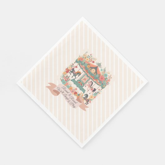 シック回転木馬ホースカーニバル誕生日 スタンダードランチョンナプキン (角)