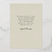 シック図解入りの、写真付きのクリスマスツリー金ゴールド 箔シーズンカード (裏面)