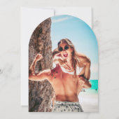 シック地中海のフォトウェディング日付を保存 招待状 (裏面)