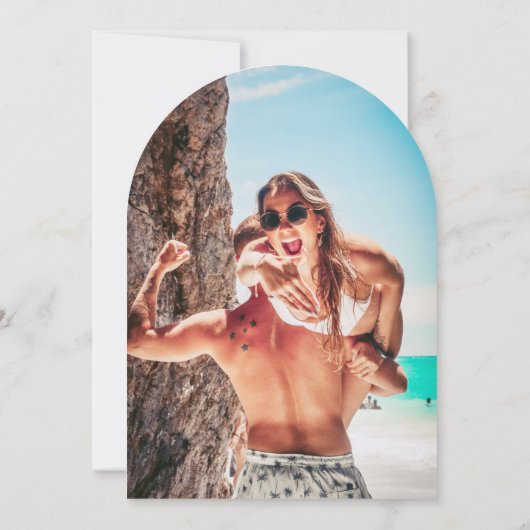 シック地中海のフォトウェディング日付を保存 招待状 (裏面)