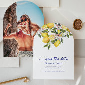 シック地中海のフォトウェディング日付を保存 招待状