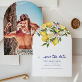 シック地中海のフォトウェディング日付を保存 招待状