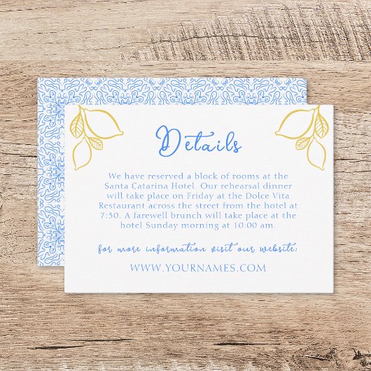 シック地中海のレモンブルーイタリアンタ結婚イル エンクロージャーカード