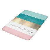 シック多色ストライプ金ゴールドカスタムファミリー バスマット (アングル)