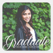 シック大学院フォトホワイトスクリプト2025卒業 スクエアシール (正面)