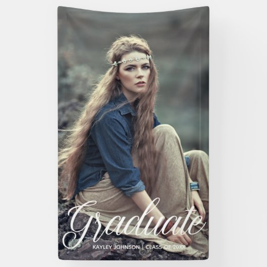 シック大学院フォトホワイトタイポグラフィオーバーレイパーティー 横断幕 (縦)