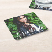 シック大学院フォトホワイトタイポグラフィパーティー スクエアペーパーコースター (アングル)