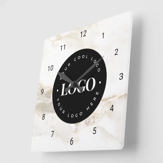 シック大理石カスタムロゴ事業会社オフィス スクエア壁時計 (傾斜)