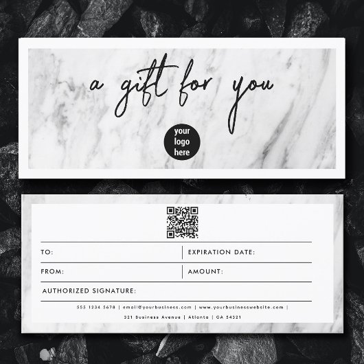 シック大理石ビジネスロゴQRコードギフト証明書