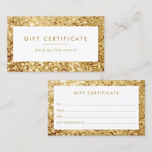 シック大金ゴールドグリッターギフト証明書カード 紹介カード (正面/裏面)