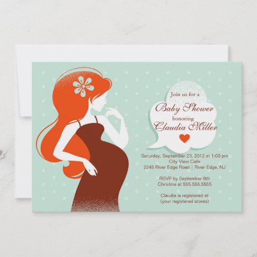 シック妊モダン娠母のベビーシャワー 招待状 (正面)