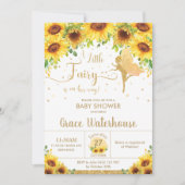 シック妖精ひまわりフローラベビーシャワーガール 招待状 (正面)
