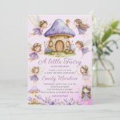 シック妖精パープルかわいいフローラガーデンベビーシャワー 招待状 (スタンド正面)