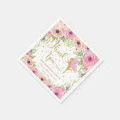 シック妖精ピンクフローラ金ゴールドベビーシャワー誕生日 スタンダードカクテルナプキン (角)