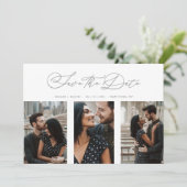 シック婚約したロマン結婚ティックの3枚コラージュ セーブザデート (スタンド正面)