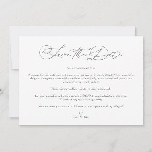 シック婚約したロマン結婚ティックの3枚コラージュ セーブザデート (裏面)