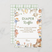 シック子供部屋ライムグリーナリーオムツラッフルカード 招待状 (正面/裏面)