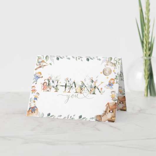 シック子供部屋ライムグリーナリーベビーシャワー誕生日 サンキューカード (正面)