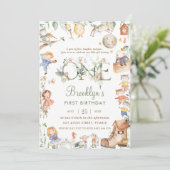 シック子供部屋ライムグリーナリー1stバースデーニュートラル 招待状 (スタンド正面)