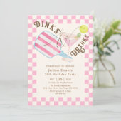 シック市松模様にディンク&ドリンクピックボール誕生日 招待状 (スタンド正面)