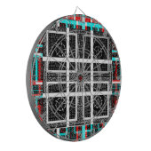 シック市松模様にブラック、ホワイト、レッド・グラフィックスデザイン ダーツボード (正面左)