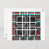 シック市松模様にブラック、ホワイト、レッド・グラフィックスデザイン ポストカード (正面/裏面)