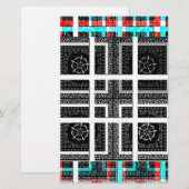 シック市松模様にブラック、ホワイト、レッド・グラフィックスデザイン 便箋 (正面/裏面)