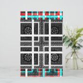 シック市松模様にブラック、ホワイト、レッド・グラフィックスデザイン 便箋 (スタンド正面)