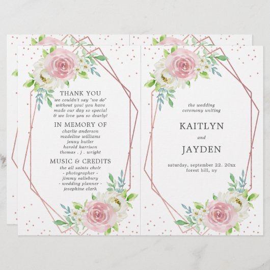 シック幾何バラゴールドフォイル結婚フローラ (正面/裏面)