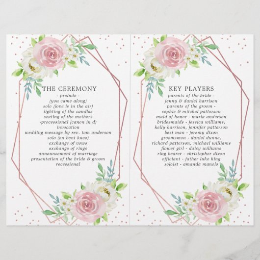 シック幾何バラゴールドフォイル結婚フローラ (裏面)