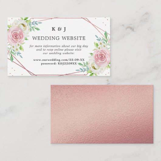 シック幾何バラゴールドフォイル結婚フローラ エンクロージャーカード (正面/裏面)